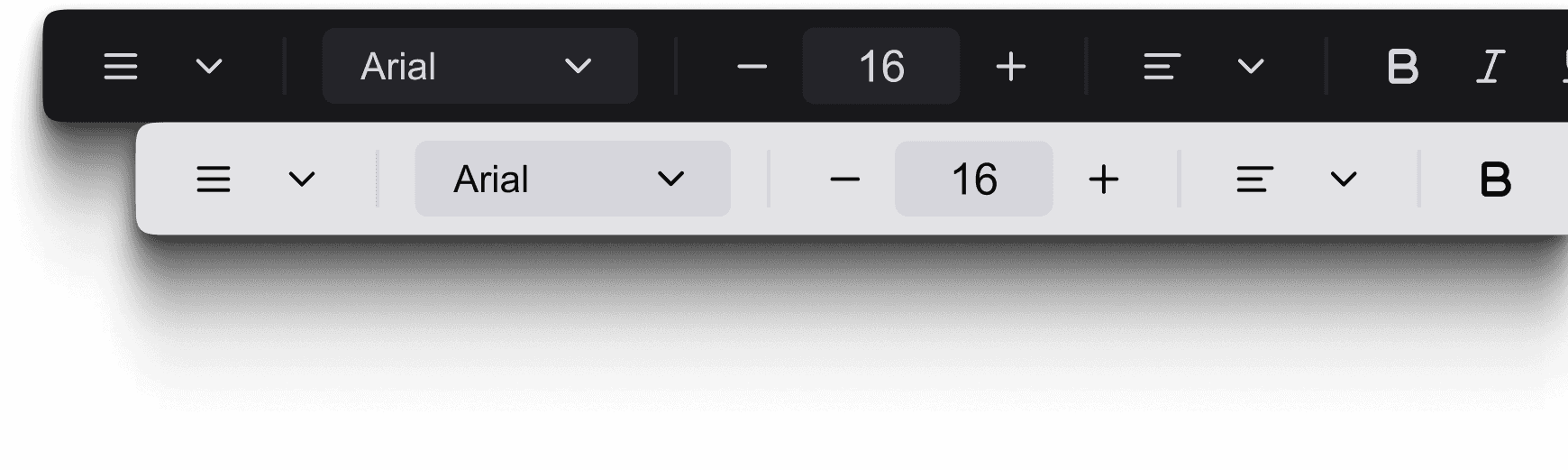 Customizable toolbar interface preview